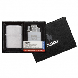 Подарочный набор: зажигалка Brushed Chrome и газовый вставной блок с двойным пламенем ZIPPO 200-082950